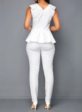 Formal V-neck Sleeveless Solid Regular Two Piece Pants