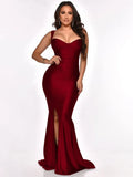 Formal Strap Sleeveless Solid Silt Evening