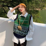 New Patchwork Women Sweater Vest Design O-neck Students Lovely Leisure Outwear Knitted Korean Style Fashion Gentle