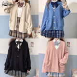 Style Sweater Autumn Winter New V-neck Cotton Knitted Sweater JK Uniform Cardigan Multicolor Cosplay Women's Wear
