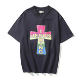 West Kids See Ghosts Oversize Men T Shirt Tour Commemorative Printed Retro Loose Harajuku Crew Neck Short Sleeve