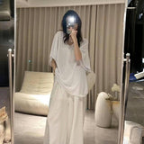 Shoulder V-Neck Cotton Short-Sleeved T-Shirt Women's Summer Korean Version Of The Big Version Of The Loose Half-Sleeved Top Simple Casual