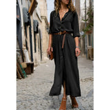 Women Shirt Style Street Fashion OL Dress Plus Size Party Sexy Split Dresses Casual Loose Vestidos Sundress No