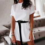 Solid Outfits Women's Two Piece Suit with Belt Home Loose Sports Tracksuits Fashion Bicycle Summer Hot Suit