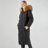 2022 Winter Real Raccoon Fox Fur Hooded Puffer Feather Down Coat Luxury Women X-long 90% Duck Down Jacket Female
