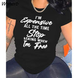 Women T-shirts Letter Print Short Sleeve O-neck Stretchy T Shirt Tops Female Fashion Streetwear Casual Tees Tops Summer-Outfit