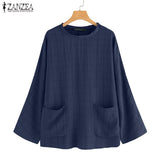 Check Shirts Women's Spring Blouse ZANZEA 2022 Casual Long Sleeve Blusas Female O Neck Tunic Plaid
