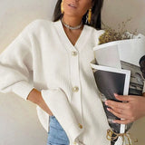 V Neck Oversized Cardigan for Women 2021 Autumn Winter Fashion Long Sleeve Knitted Casual Women's Cardigans