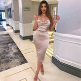 Orange Summer Dress 2019 Spaghetti Straps Cross Lace Up Backless Sexy Dress Party Club Wear Elegant Midi Dress Pink