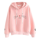 Hoodies Autumn Winter Top Cat Printing Shirt Long Sleeve Hooded Pullover Hoodies Sweatshirt Casual Loose Women Hoodie