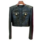 New Star Fashion Necker Heavy Industry Rope Repair Short Leather Jacket Jacket
