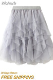 8 Color Girl Sweet Mesh Short Tulle Skirt Elastic Waist Fairy Tutu Ball Gown Mini Skirt For Spring Summer QT2179-Outfit