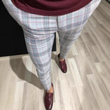 New Men's Casual Dating Men's Lattice Solid Nine-Point