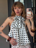 Retro Wave Spot Hanging Neck Ribbon Bare Back Sexy Babes A Swing Sling Vest