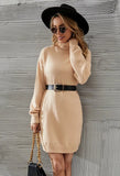 Winter Casual Khaki Turtleneck Long Sleeve Slim Knit