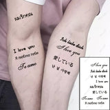 Tattoo Sticker I Love You Letter Japanese French Russian Waterproof Temporary Body Art Fake Flash Tattoo for Man Woman
