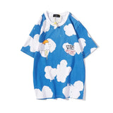 Dye Wish You Were Here Letter Foam Oversize Tshirts for Men and Women Short Sleeve Casual Summer T Shirt Hip Hop Cotton