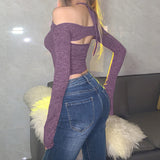 Woherb 2023 New Women's Solid Color T-Shirt Hanging Neck Fashion Slim Back Sexy Vest Suit Women-Outfit