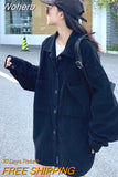 Corduroy Jacket Women's Spring Autumn Shirts Casual Couple Outwear Solid Oversized Shirt Bf Style Top-Outfit