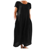 Solid-Color Retro Loose Cotton Dress Direct