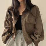 Corduroy Shirt for Woman Elegant Chic Woman Shirt Double Pocket Shirt Coat Autumn and Winter 2023 New Casual Jacket Korean-Outfit