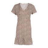 hirigin Fashion Women Short Sleeve Wrap Boho Floral Mini Dress Ladies Summer Holiday Party Sundress Female