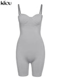 Kliou Body-Shaping Rompers Women Popular Classy Sheath Slim Sexy Cleavage Party Playsuit Solid Strapless Camisole Clubwear