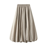2025 New High-Rise Thin Flower Thigh Lantern Skirt Mid-Length Skirt Women