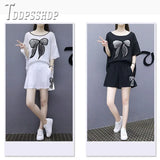 Plus Size Europe Women Sets Blouse and Shorts Casual Female