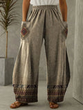 High Waist Loose Long Wide Leg Women's Pants & Trousers 2022 Spring Casual Vintage Ethnic Style With Pocket