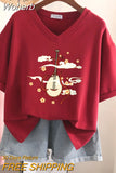 100% Cotton M-6XL T Shirt Chinese Lute Print Tshirt Short Sleeve Women's Top Summer Couple V Neck Oversized T Shirts-Outfit