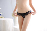 Lady Lace Ripped T-Pants Pearl Massage Lace T-Pants Sex Open T-Pants Transparent T-Pants
