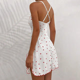 Exploding Love Print Luo Wen Front Fork Deep V Sling Skirt Pyjamas Home Clothes Hot