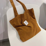 2022 Women's Shopper Shopping Bag Canvas Shoulder Bag Female Hand Bags Corduroy Environmental Storage Reusable Foldable Tote