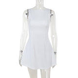 O Neck Sleeveless Backless Mini Dress Y2K Streetwear Party Evening Women Clothing YJ24027SK-Outfit