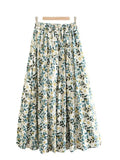Spring Summer Women High-waisted Floral Printed Skirts Women Casual Midi Skirt All-match With Big Swing QT1715-Outfit