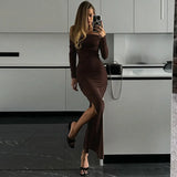2025 Women's New Fashion Collar Sexy Tight Folds Side Open