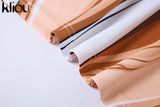 Kliou Attractive Print Mini Dress Women Stunning Fashion Turtleneck Short Sleeve Body-Shaping Color Match Skirt Attirewear