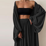 Soft Women Three Piece Set Fashion Wrap Cardigan Tops And High Waist Pants Suit Female Casual Simple Tracksuits