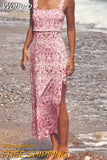 2023 Women Summer Tank Dress Fashion Print Sleeveless Elastic Bust Split Female Elegant Street Dresses Clothing-Outfit