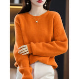 Round-Neck Cashmere Sweater Women's Woolen Woolen Woolen Sweater In Autumn And Winter