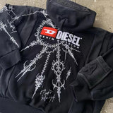 Skull-Skull Butterfly Street Hicakh Goth Harajuku Y2k Black Zipper Double Jacket Women's