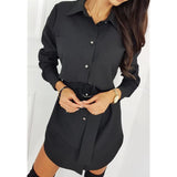 Fashion Women OL T Shirt Dress Elegant Long Sleeve Loose shirt Mini Ladies Dresses Dames Casual Plain Streetwear