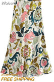 2023 Women Summer MIDI Skirts Vintage Floral Print Side Zipper Female Elegant Street Mid-Calf Skirt Clothing-Outfit