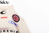 Kliou high quality fashion print bodycon soft tees crop top spring new long-sleeve casual elastic harajuku streetwear