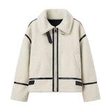 Winter New Women's Street Fashion Locomotive Lamb Wool Coat W091