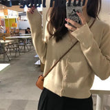 Woherb Autumn Dress 2024 Korean Version Loose Short Money With Long Sleeve Small Knit Cardigan Coat Female Thin Money-Outfit
