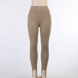Ribbed Knit Leggings Women High Waist Cotton Fitness Basic Pants Casual Spring New Female Skinny Leggings 27521P-Outfit