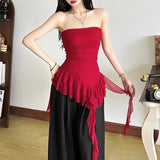Spring And Summer Women's New Fashion One-Word Shoulder Repair Leud Thrombochrome Bhise Small