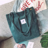 Bags for Women 2022 Corduroy Snap Button Shoulder Bag Large Capacity Reusable Shopping Bag Literary Buckle Tote Female